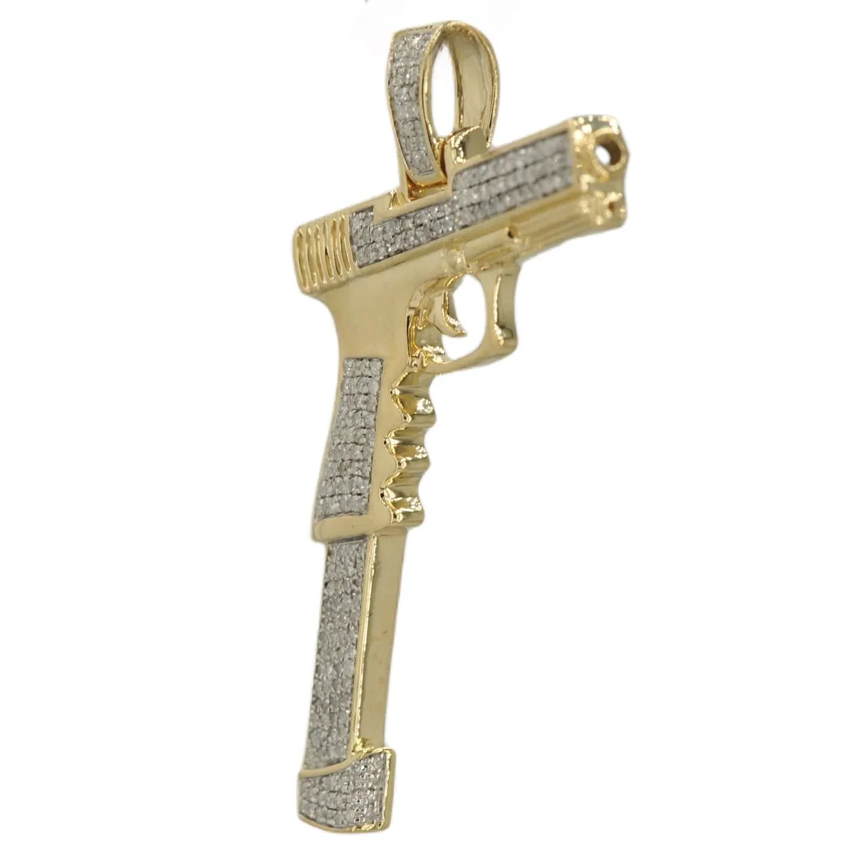 10KY 0.65CTW DIAMOND GUN PENDANT - EXTENDED CLIP