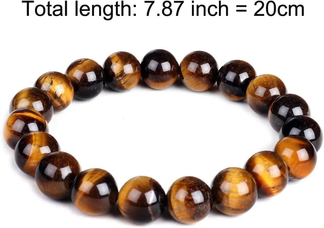 10mm Natural Tiger Eye Bracelet Elastic Yoga Gemstones Healing Energy Men Women Stretch Bracelet
