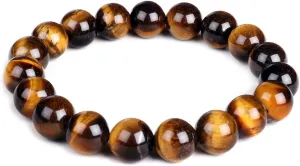 10mm Natural Tiger Eye Bracelet Elastic Yoga Gemstones Healing Energy Men Women Stretch Bracelet