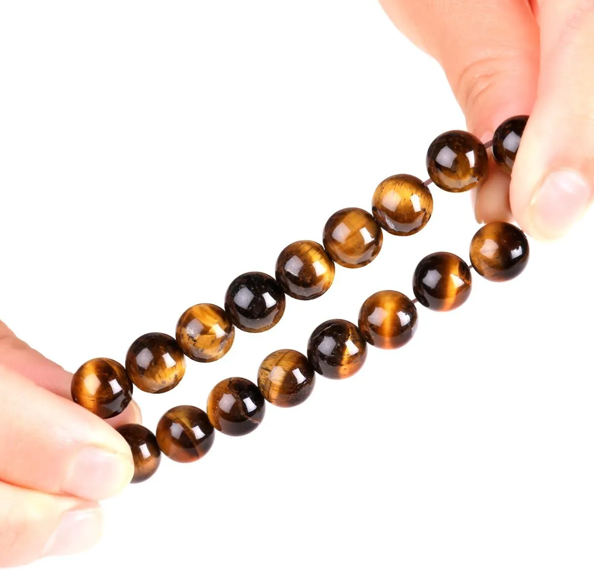 10mm Natural Tiger Eye Bracelet Elastic Yoga Gemstones Healing Energy Men Women Stretch Bracelet