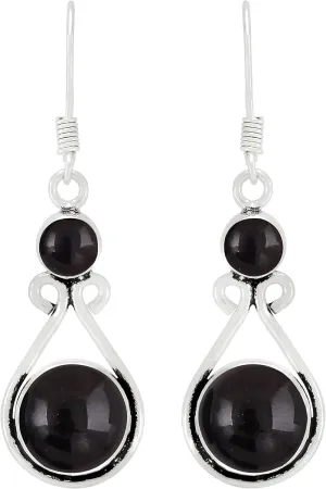 12Cts Round Shape Natural Semi Precious Gemstones Earrings For Women, Handmade Bohemian Dangle Earrings Jewelry Women'S Day Gifts For Mom Wife