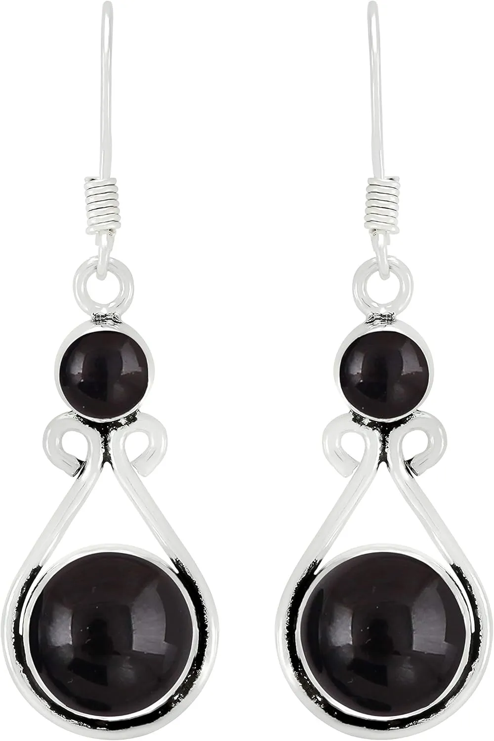 12Cts Round Shape Natural Semi Precious Gemstones Earrings For Women, Handmade Bohemian Dangle Earrings Jewelry Women'S Day Gifts For Mom Wife