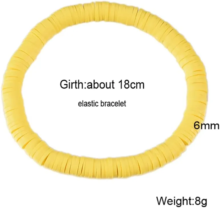 12pcs Friendship Bracelets Beaded Bracelets Heishi Bracelet Cute Bracelets Stack Vinyl Clay Disc Bead Surfer Stretch Summer Beach Bracelets For Women Preppy Bracelets