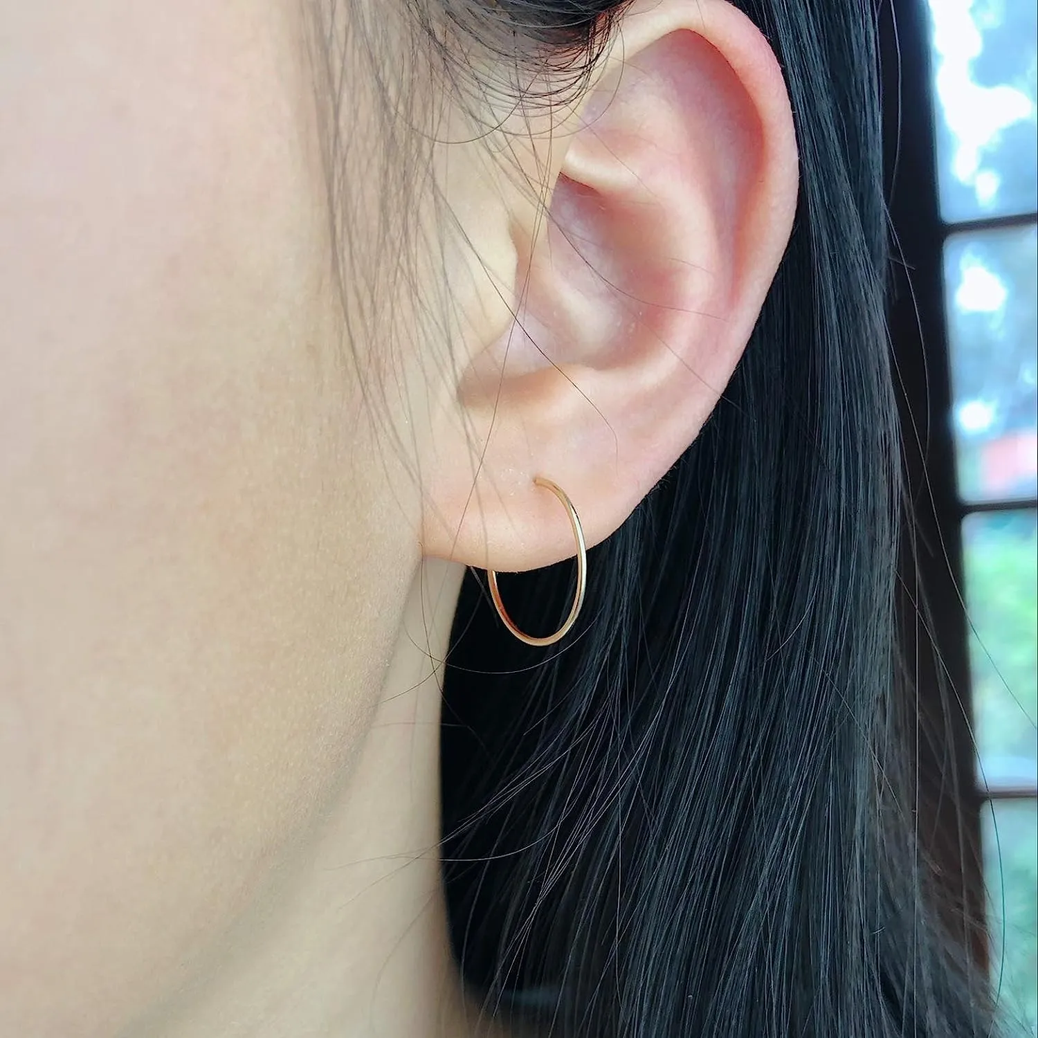 14K Gold Filled Conch Hoop Earrings, Dainty Conch Piercing Jewelry, Lightweight Small Thin Gold Hoop Earrings for Women, 12mm 20G