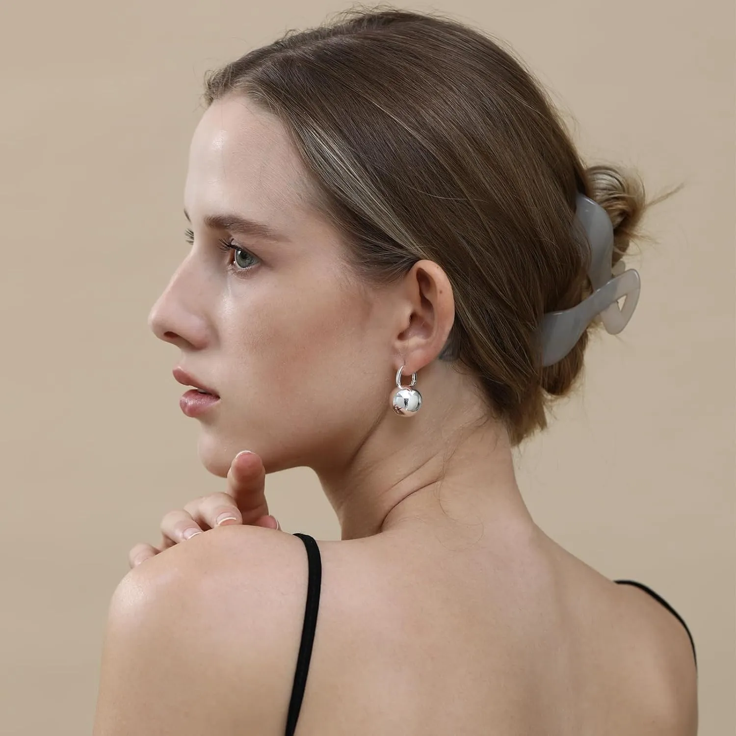 Ascona Gold/Silver Hoop Earrings, Gold Plated Ball Drop Dangle Hypoallergenic Lightweight Earrings for Women