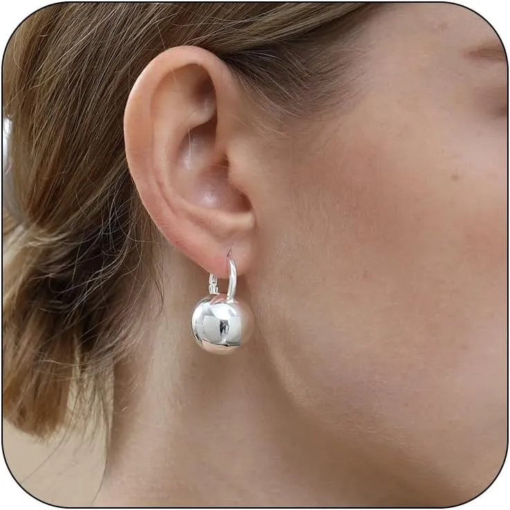 Ascona Gold/Silver Hoop Earrings, Gold Plated Ball Drop Dangle Hypoallergenic Lightweight Earrings for Women