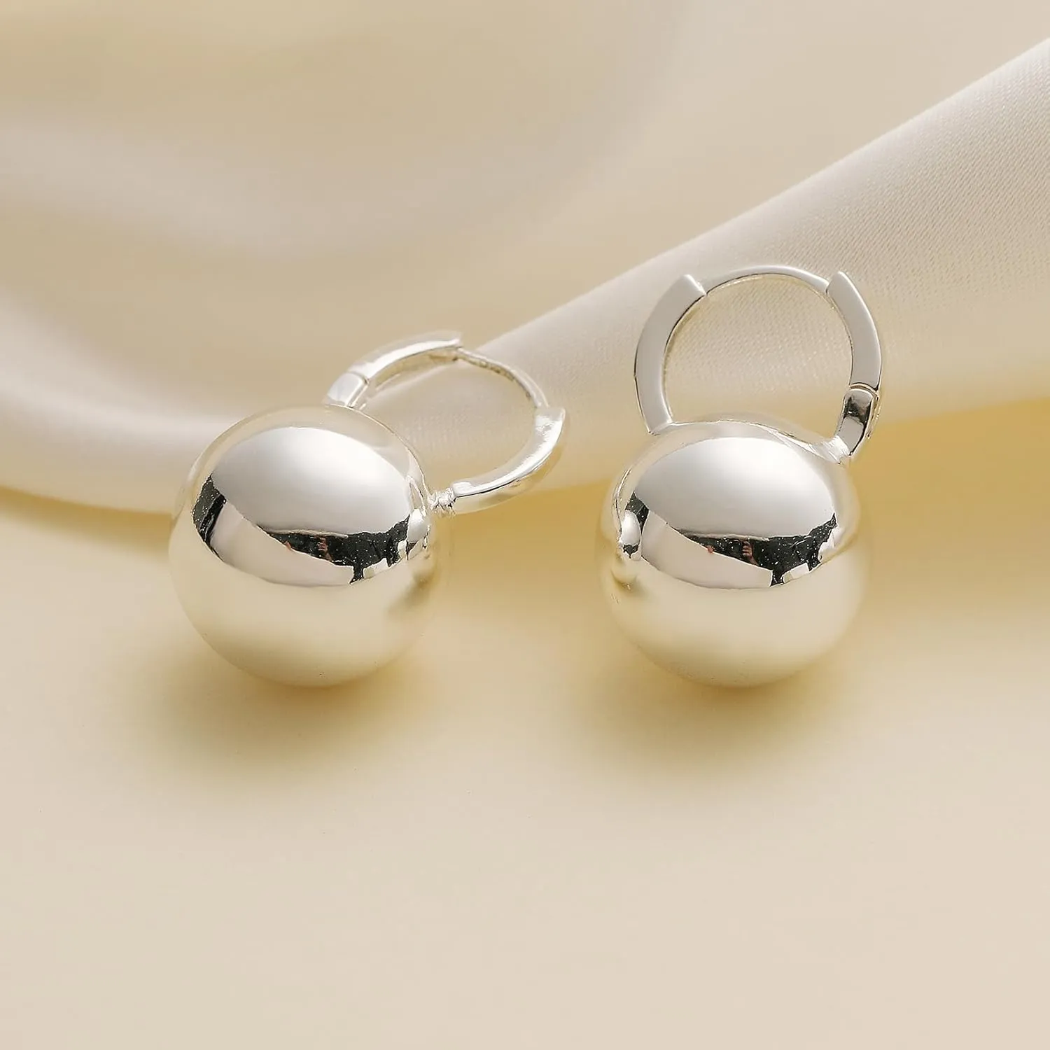 Ascona Gold/Silver Hoop Earrings, Gold Plated Ball Drop Dangle Hypoallergenic Lightweight Earrings for Women