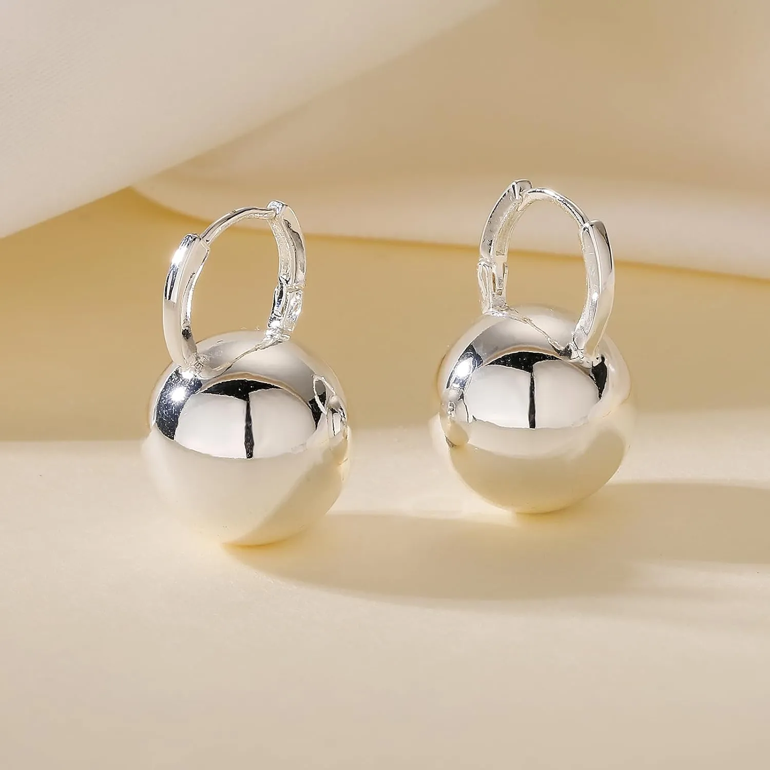 Ascona Gold/Silver Hoop Earrings, Gold Plated Ball Drop Dangle Hypoallergenic Lightweight Earrings for Women