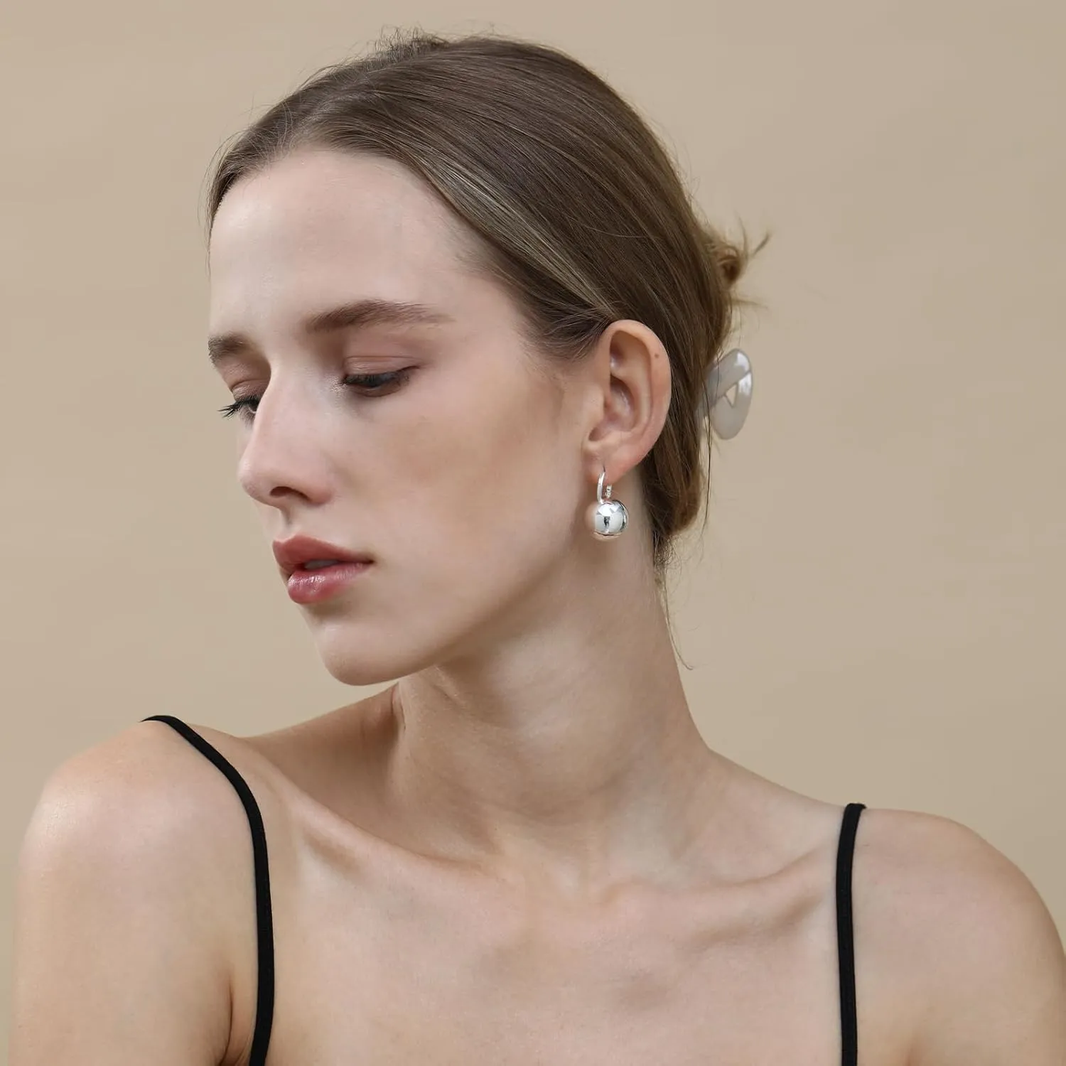 Ascona Gold/Silver Hoop Earrings, Gold Plated Ball Drop Dangle Hypoallergenic Lightweight Earrings for Women