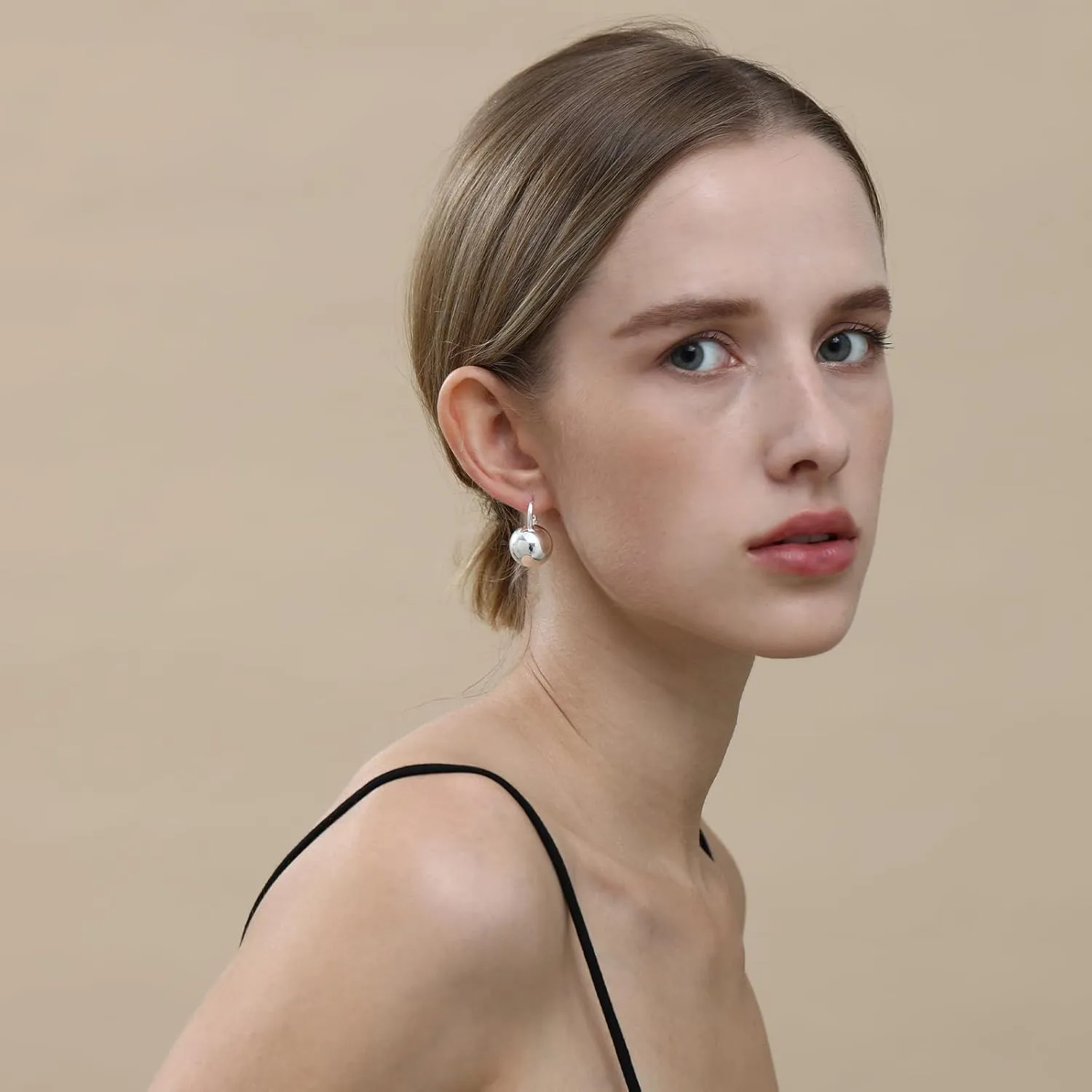 Ascona Gold/Silver Hoop Earrings, Gold Plated Ball Drop Dangle Hypoallergenic Lightweight Earrings for Women