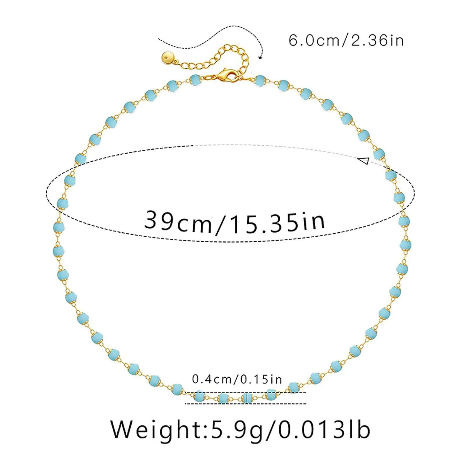 Blue Choker Necklace for Women Dainty 18k Gold Plated Boho Beaded Necklace Light Blue Bead Necklace Blue Necklaces Gold Chain Aquamarine Necklace for Women