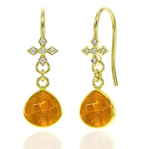Citrine Earrings for Women in Heart Dangle Drop Shape - 18K Gold Vermeil, Certified 925 Sterling Silver Earring - Hypoallergenic Gold Jewelry for Women, Mothers Day Gifts, Birthday Gifts for Women