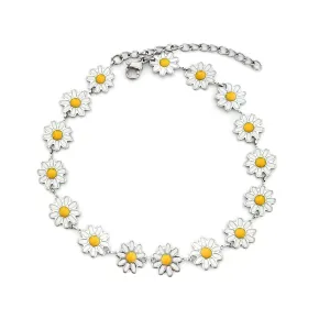 Cute Daisy Flower Necklace Fashion Jewelry For Women Chrysanthemum Choker Enamel Sunflower Neck Jewelry For Women (Anklet)