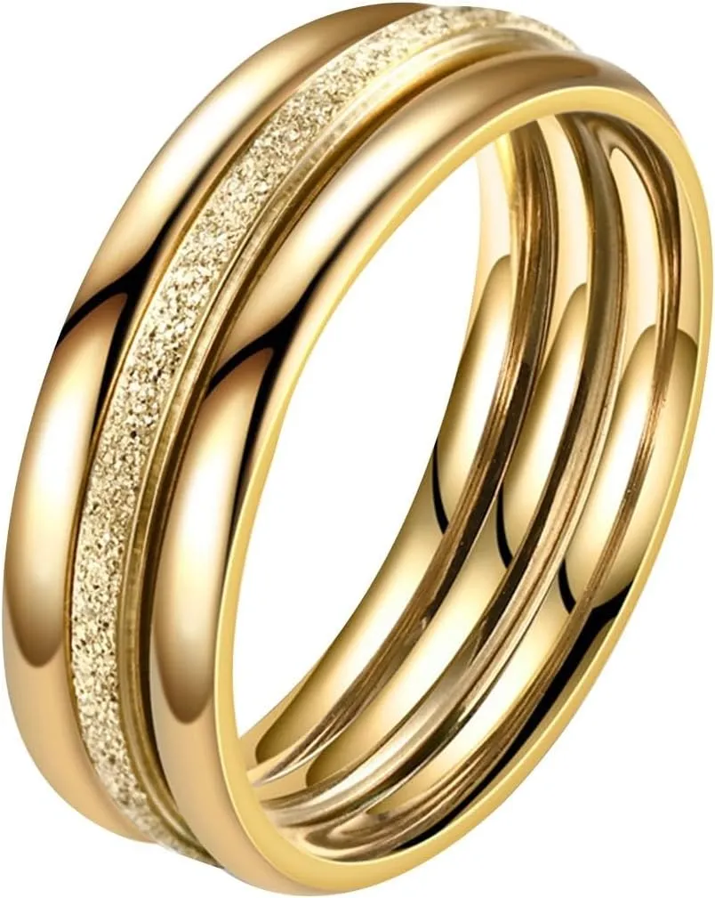 Engagement and Wedding Bands Sets for Women,Dainty Gold Plated Stacking Rings Pack Minimalist Anniversary Jewelry Accessory