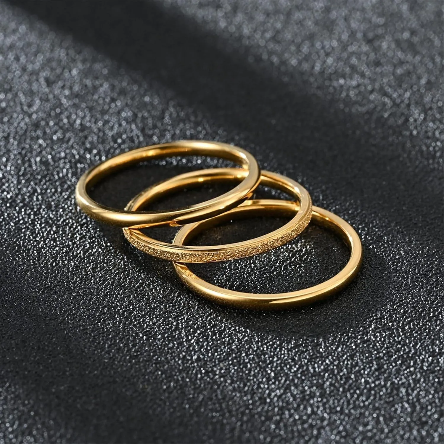Engagement and Wedding Bands Sets for Women,Dainty Gold Plated Stacking Rings Pack Minimalist Anniversary Jewelry Accessory