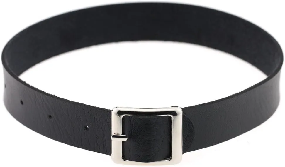 FM FM42 Multicolor PU Simulated Leather Silver-tone/Gold-tone Buckle Adjustable Belt Collar Choker Necklace