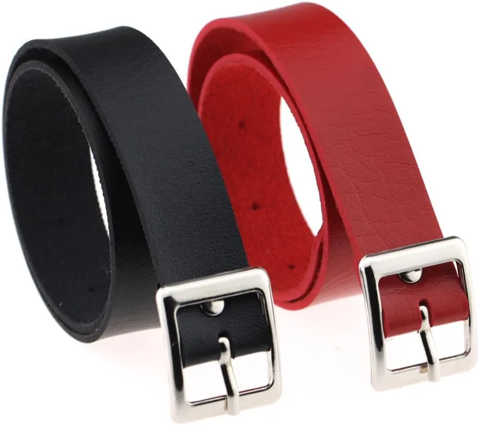 FM FM42 Multicolor PU Simulated Leather Silver-tone/Gold-tone Buckle Adjustable Belt Collar Choker Necklace