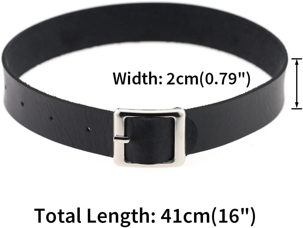 FM FM42 Multicolor PU Simulated Leather Silver-tone/Gold-tone Buckle Adjustable Belt Collar Choker Necklace