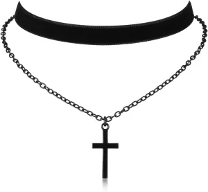 Gothic Choker, Choker Necklace for Women, Black Velvet Choker, Layered Necklace, Goth Jewelry for Women