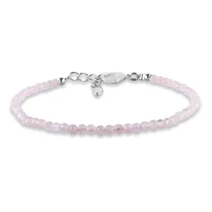 InfinityGemsArt Natural Rose Quartz Stone Beads Dainty Bracelet Jewelry for Women, Crystals and Gemstones April Birthstone 925 Sterling Silver Chain 8 inch Gifts For her