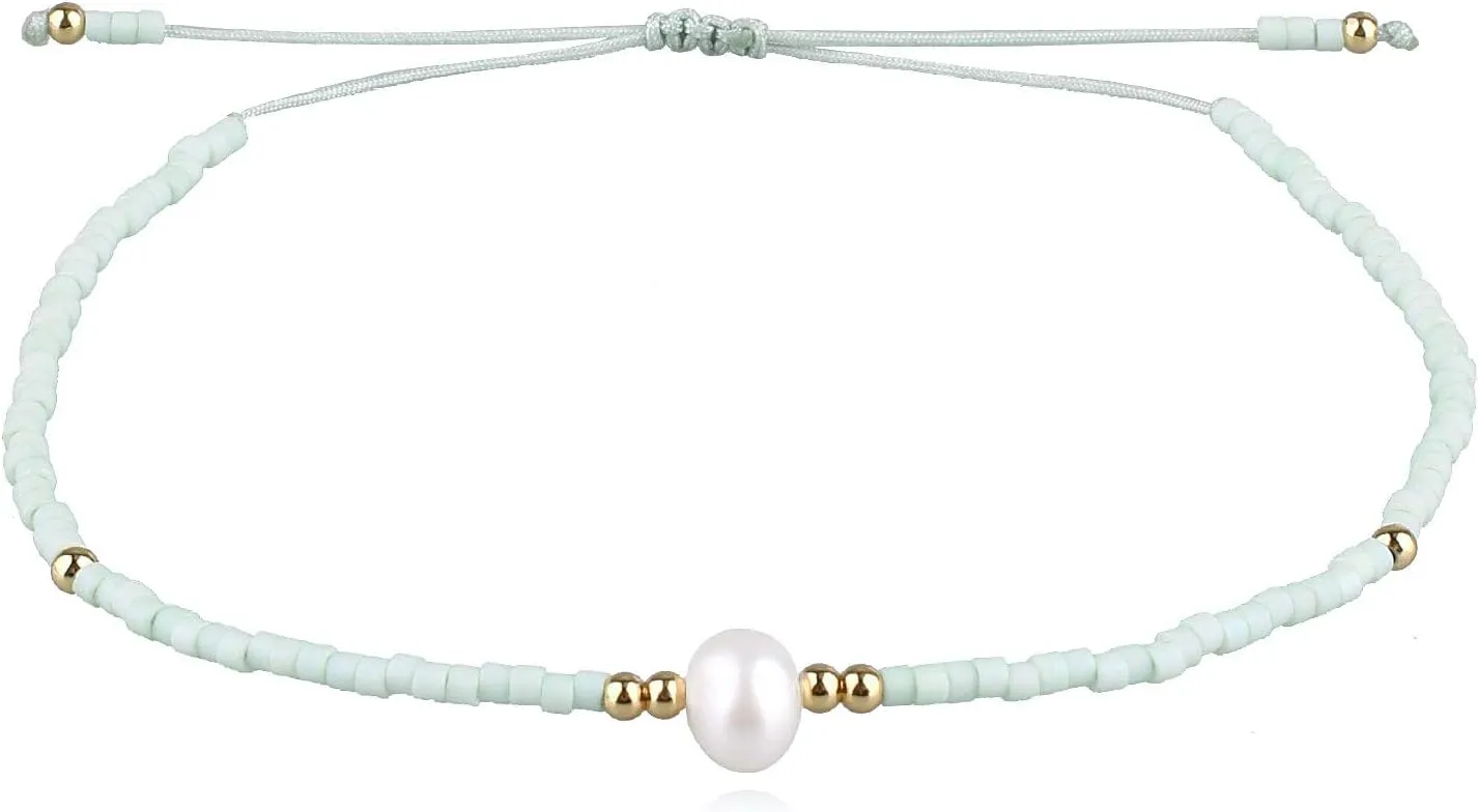 KELITCH Women Pearl Bracelets Handmade Friendship Bracelets Pearl Miyuki Beaded Strand Bracelets