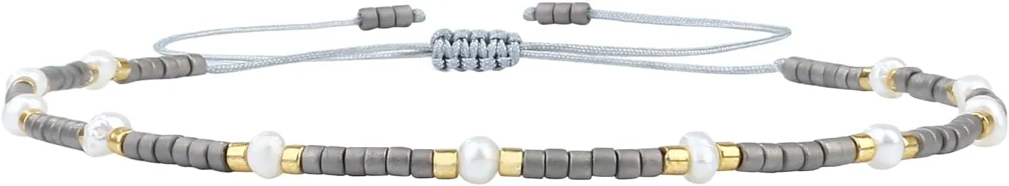 KELITCH Womens Pearl Friendship Bracelets Shell Miyuki Beads Strand Bracelets Pearl Bracelets
