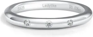 Ladylike 3 Stone Moissanite Rings for Women Bezel Set Wedding Bands Sterling Silver Rings with D Color VVS1 Moissanites Anniversary Rings for Her