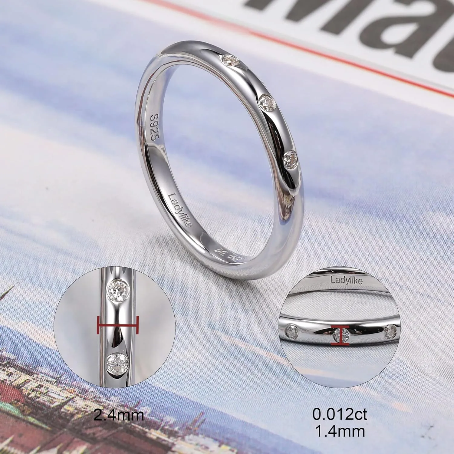 Ladylike 3 Stone Moissanite Rings for Women Bezel Set Wedding Bands Sterling Silver Rings with D Color VVS1 Moissanites Anniversary Rings for Her