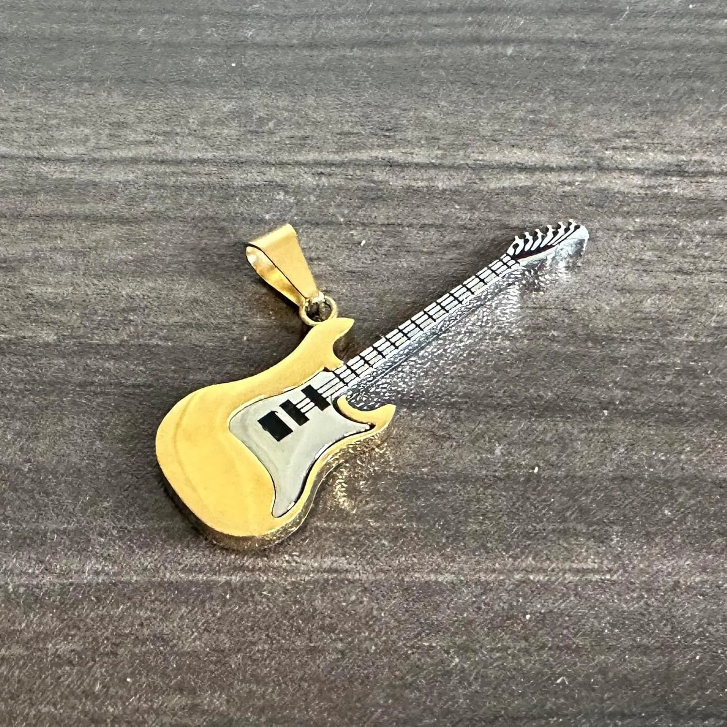Mens and Womens Musical Necklace Stainless Steel Guitar Pendant Punk Rock Necklace