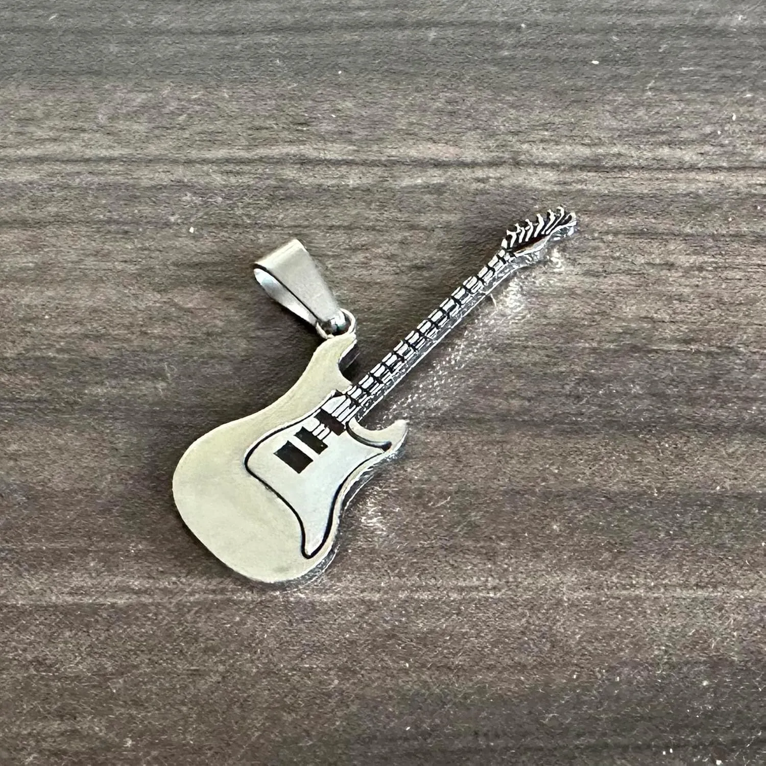 Mens and Womens Musical Necklace Stainless Steel Guitar Pendant Punk Rock Necklace
