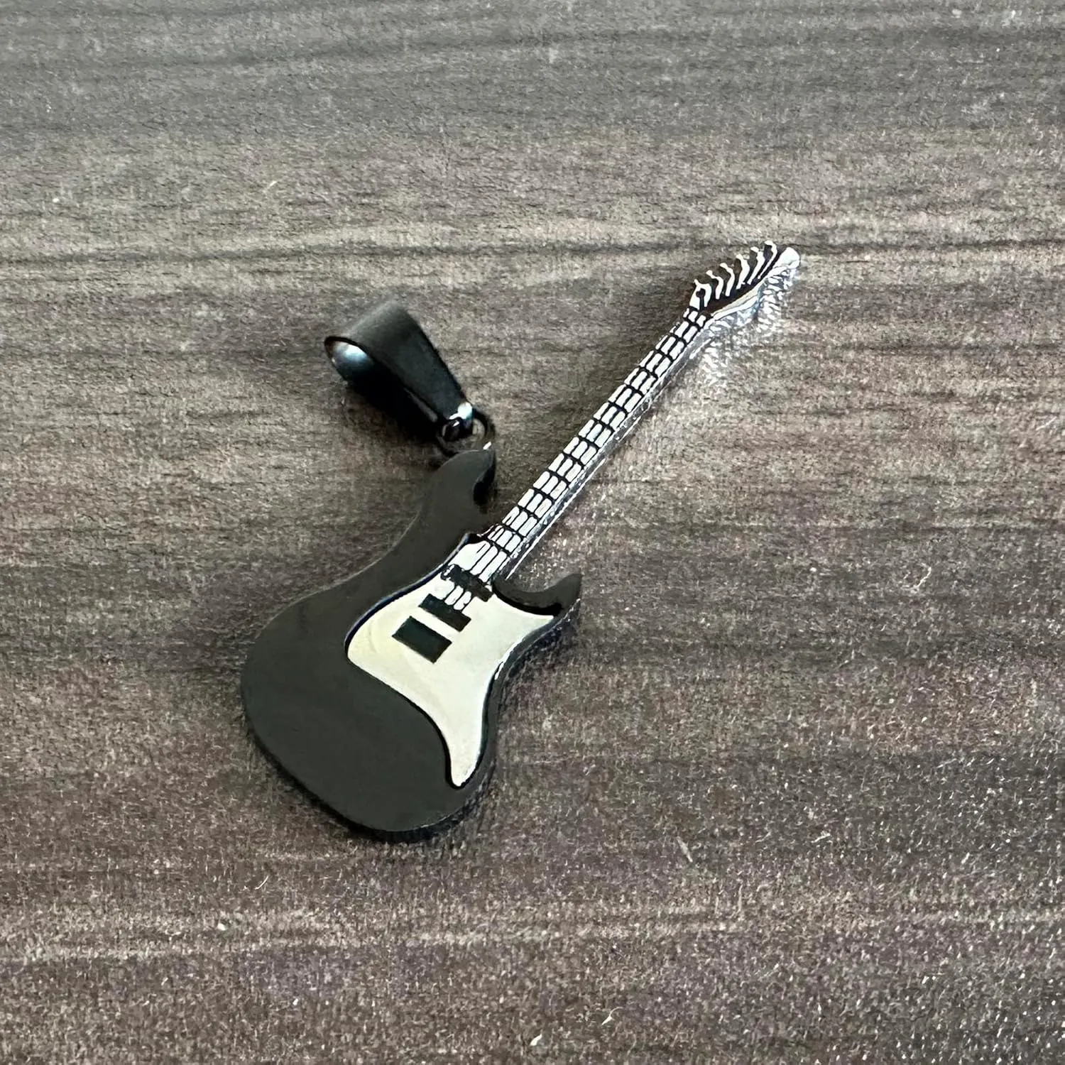 Mens and Womens Musical Necklace Stainless Steel Guitar Pendant Punk Rock Necklace