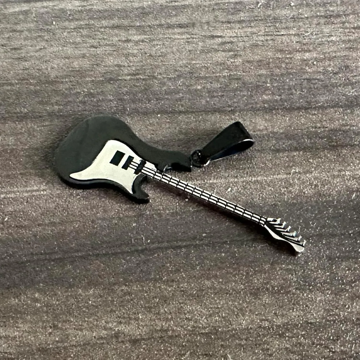 Mens and Womens Musical Necklace Stainless Steel Guitar Pendant Punk Rock Necklace