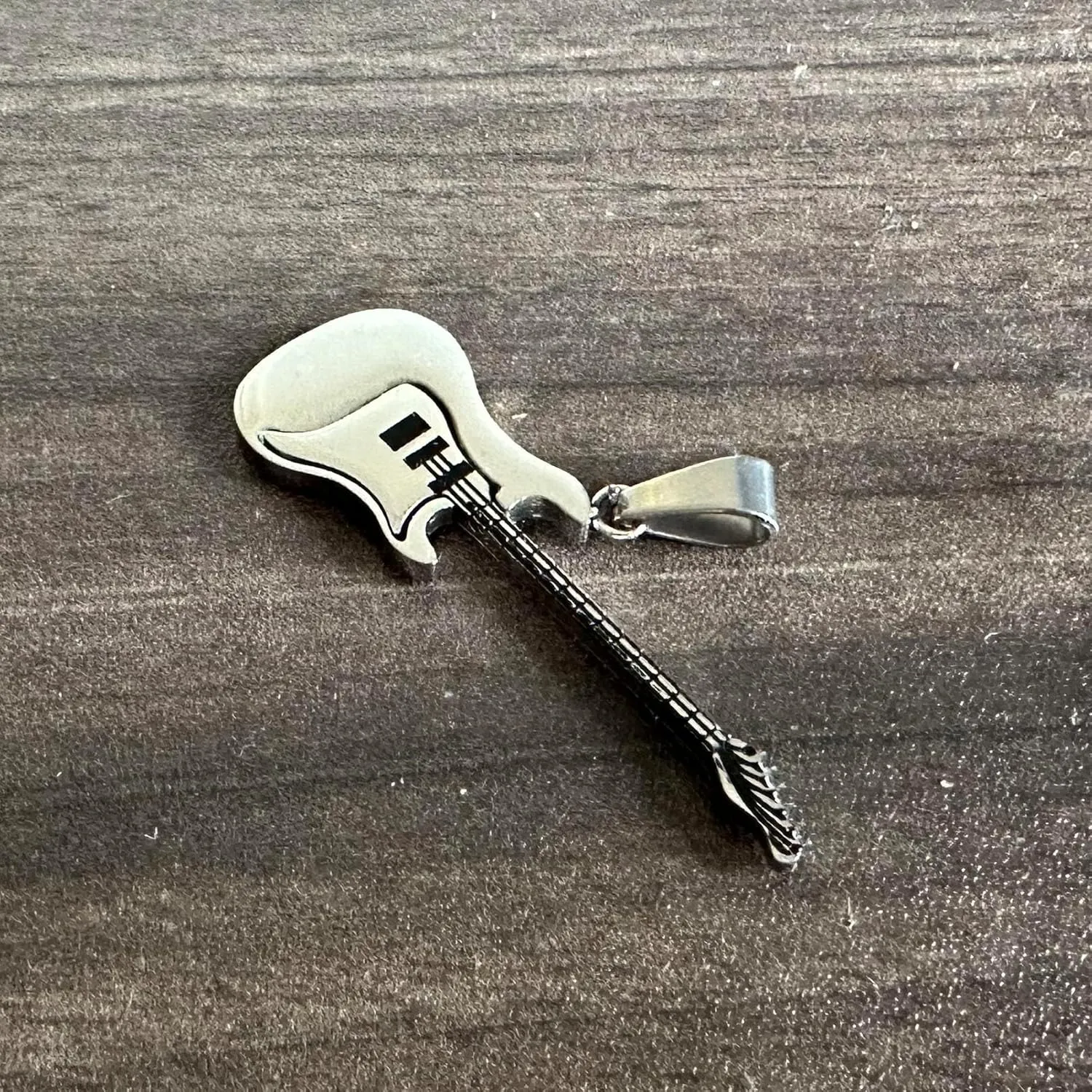 Mens and Womens Musical Necklace Stainless Steel Guitar Pendant Punk Rock Necklace