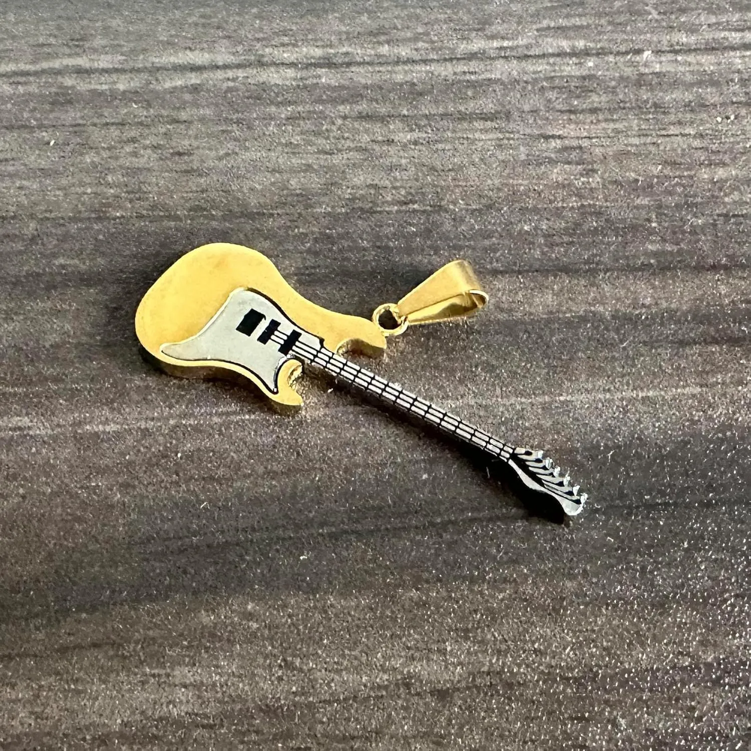 Mens and Womens Musical Necklace Stainless Steel Guitar Pendant Punk Rock Necklace