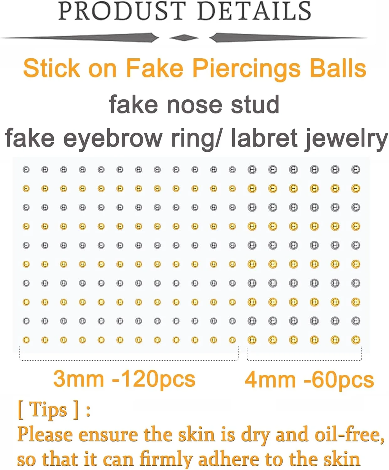 MODRSA Fake Nose Stud Fake Nose Ring Stud Fake Nose Piercing Fake Lip Ring Fake Earrings Stud Silver Gold Fake Cartilage Helix Earring Clip on Earring Hoop Fake Eyebrow Ring Fake Bridge Piercing