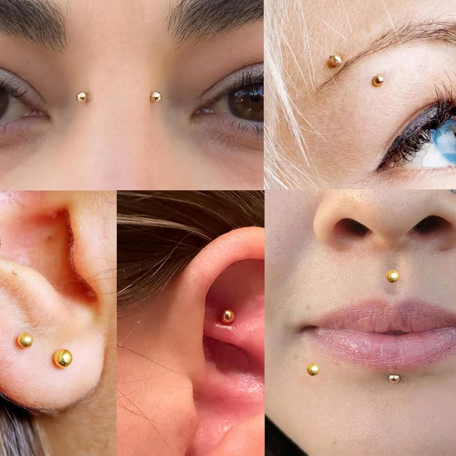 MODRSA Fake Nose Stud Fake Nose Ring Stud Fake Nose Piercing Fake Lip Ring Fake Earrings Stud Silver Gold Fake Cartilage Helix Earring Clip on Earring Hoop Fake Eyebrow Ring Fake Bridge Piercing