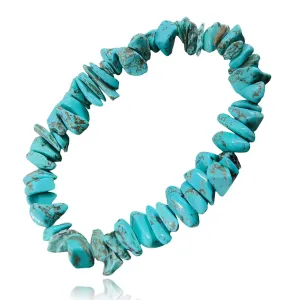 Natural Gemstones Chip Bead Bracelet for Men Women,Healing Chakra Bracelet Adjustable Slider Handmade Stress Relief Crystals Bracele (turquoise green)