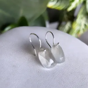 Oblong gray moonstone earrings