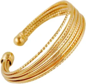 PartyKindom Gold Plated Cuff Bangle Bracelet with Zircon Elegant Golden Jewelry Occasion Charming and Comfortable Design present for Family and Friends
