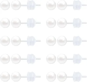 Pearl Plastic Earrings for Sensitive Ears Hypoallergenic Plastic Stud Earrings for Women Pearl Plastic Post Earrings for Women