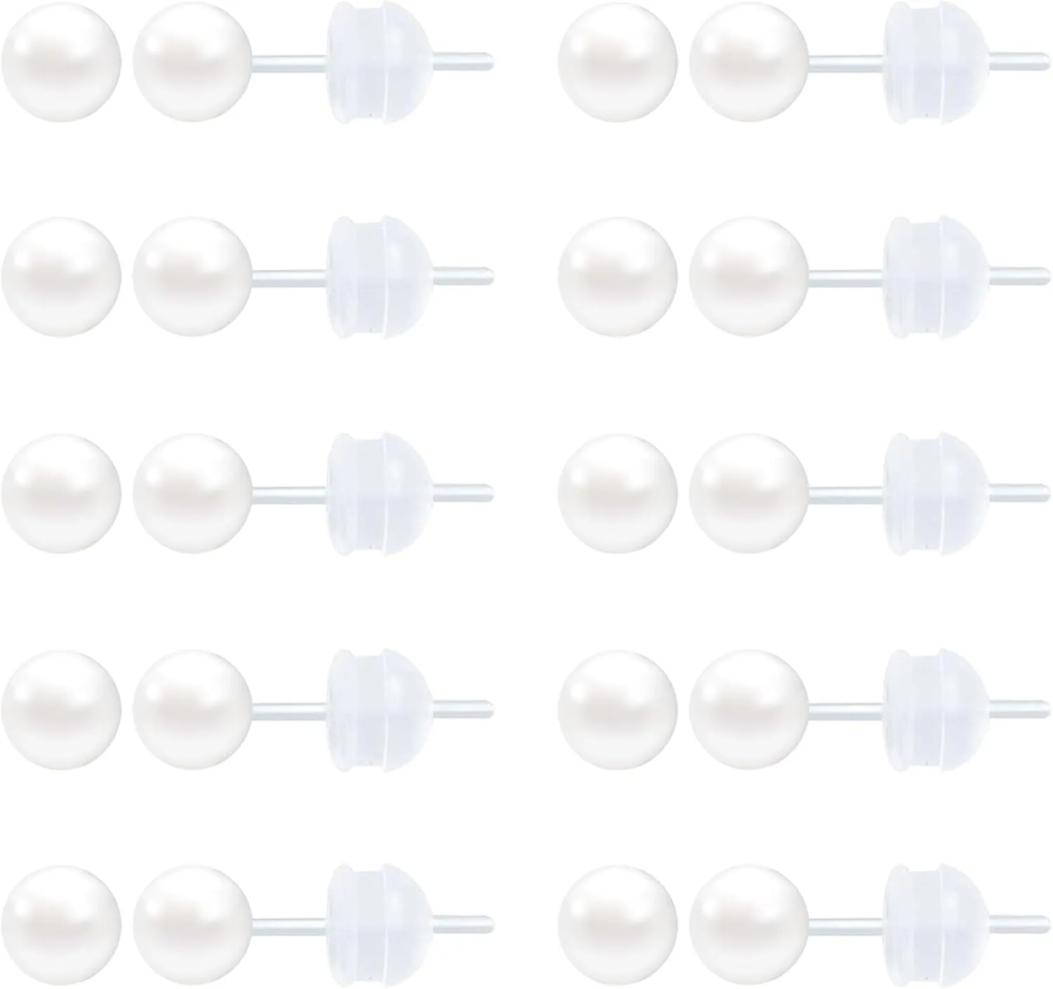 Pearl Plastic Earrings for Sensitive Ears Hypoallergenic Plastic Stud Earrings for Women Pearl Plastic Post Earrings for Women