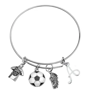 Personalized Soccer Bangle Bracelet- Custom Girls Soccer Player Jewelry - Gift For Soccer players, Teams and Coaches