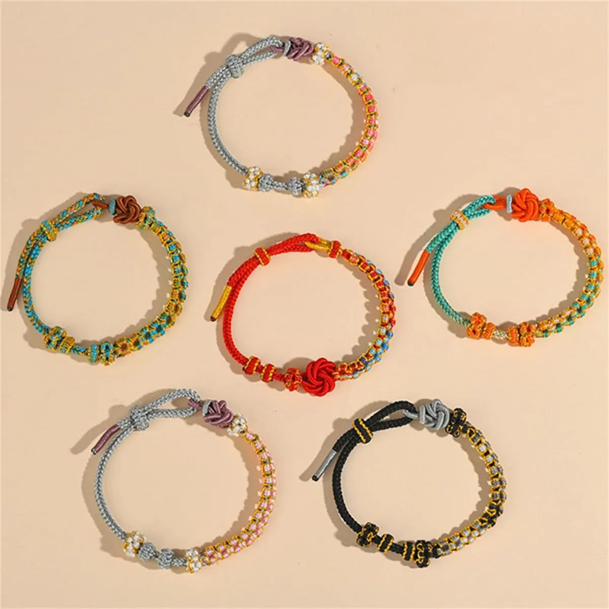 "Braided Handmade Rope String Adjustable Bracelets for MenBraided Bracelets for MenWoven Braided Bracelets for Men Red "