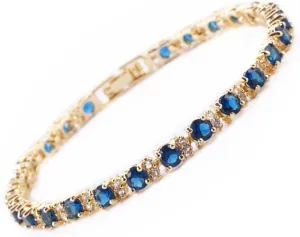 RIZILIA Eternity Tennis Bracelet & Round Cut CZ in Yellow Gold Plated, 7"