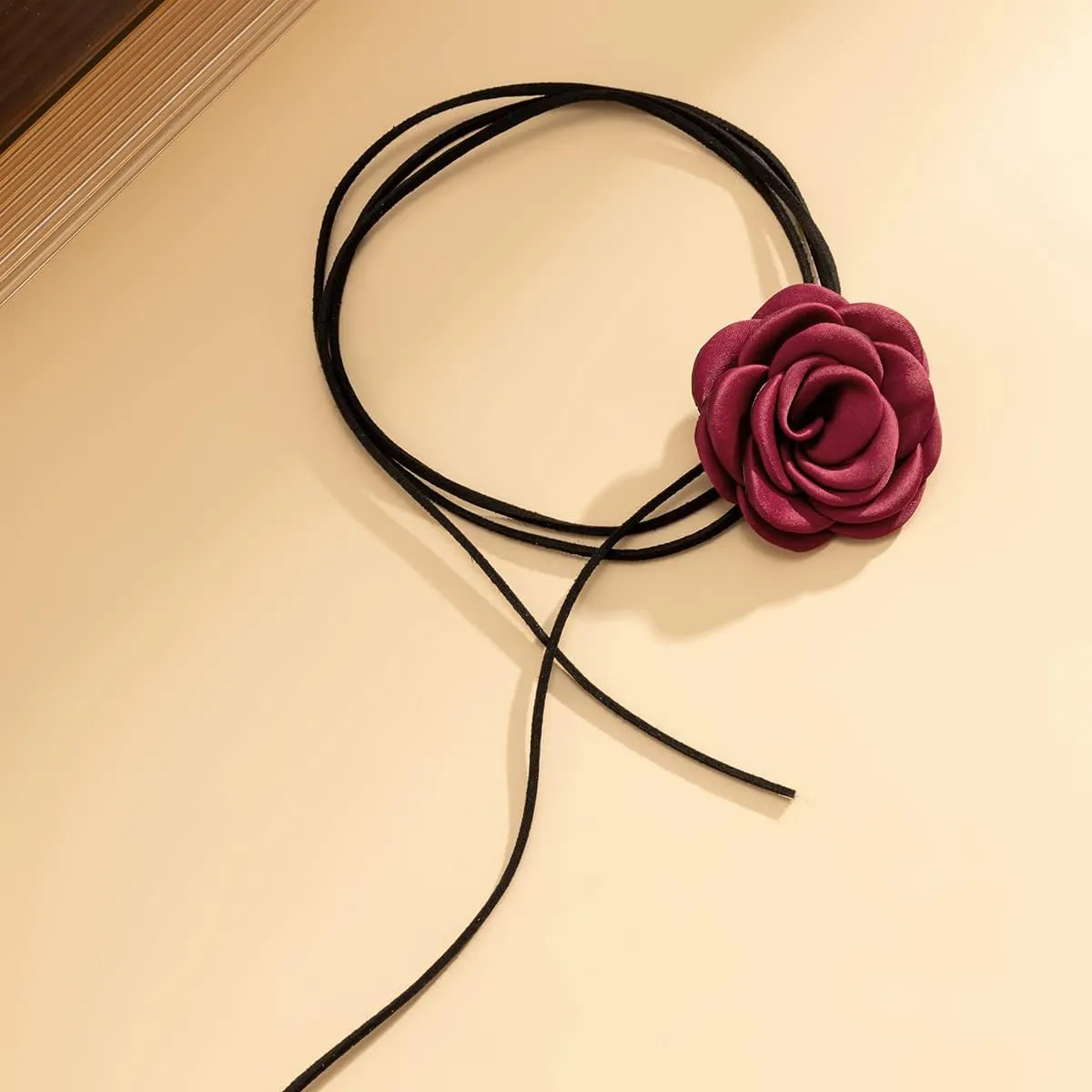 Rose Black Velvet Floral Choker Necklace - Camellia Daisy Rosette - Spring Summer Flower Jewelry