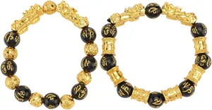 SAFIGLE 2pcs Alloy Buddhist Bead Bangle Decorative Bangle Auspicious Design for Present Comfortable for Daily Party Wear