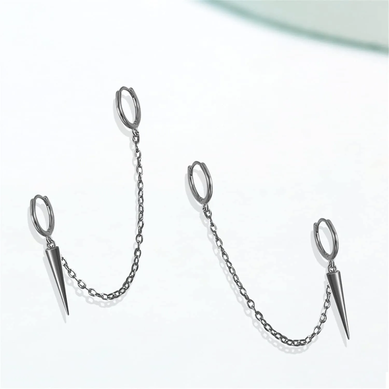 Spike Dangle Drop Hoop Earrings for Women Men Stainless Steel Hoops Cuff Cartilage Stud Tragus Helix Wrap Geometric Personalized Punk