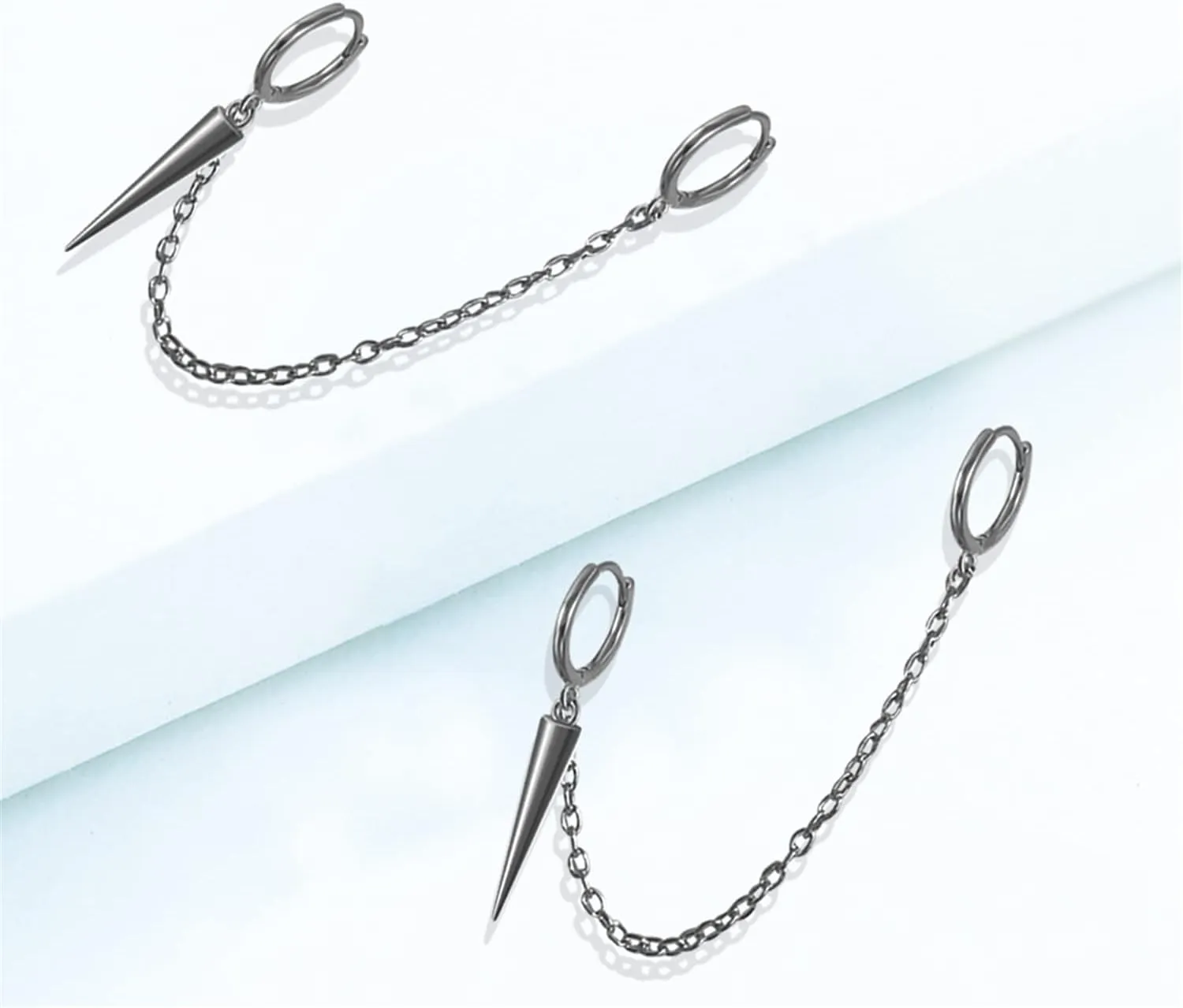 Spike Dangle Drop Hoop Earrings for Women Men Stainless Steel Hoops Cuff Cartilage Stud Tragus Helix Wrap Geometric Personalized Punk
