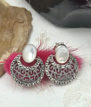 The Silver Marcasite Earrings (Mother of Pearl)