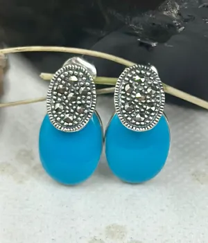 The Silver Marcasite Earrings (Turquoise)